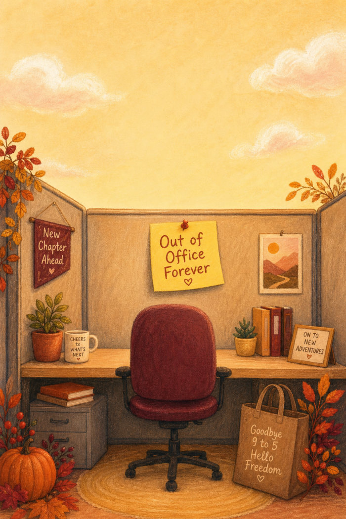 Cozy Cubicle retirement card