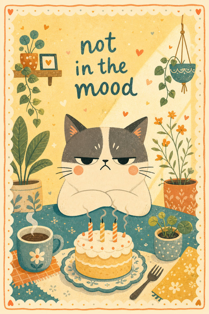 Grumpy Celebration — birthday greeting card