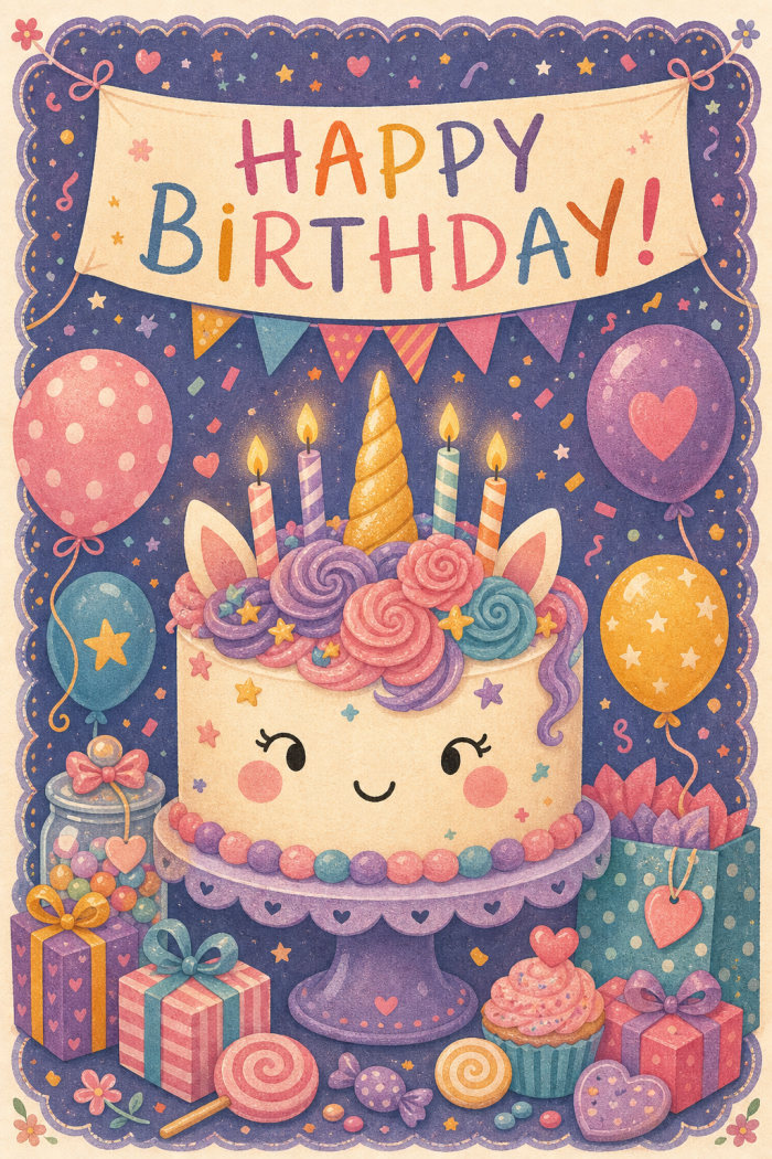 Magical Unicorn — birthday greeting card