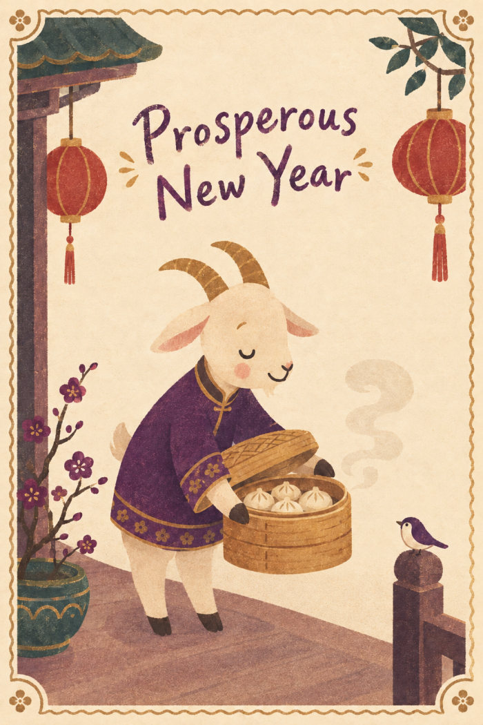 Dumpling Delivery — calm style lunar new year greeting card