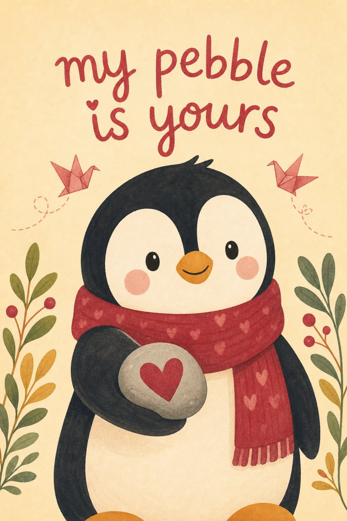 Heart Pebble — cartoon style love greeting card
