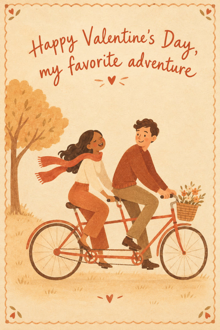 Sunny Tandem — valentine's day greeting card