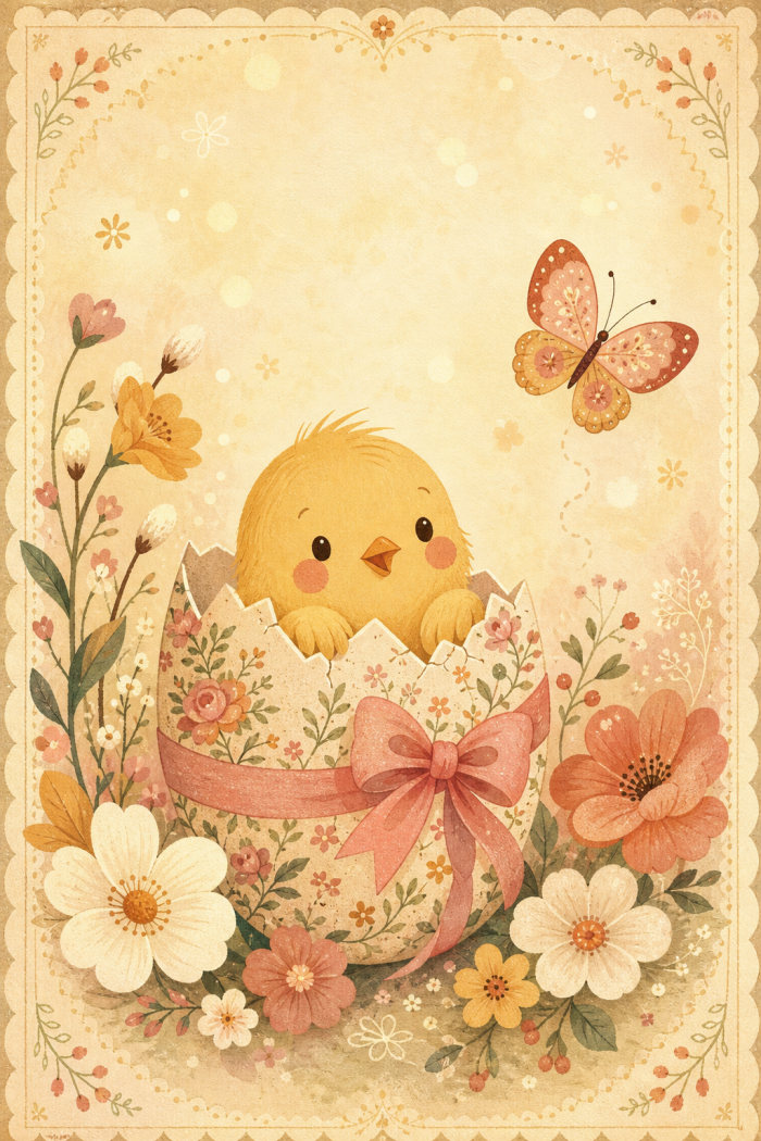 Chick Hatchling — artistic style easter greeting card