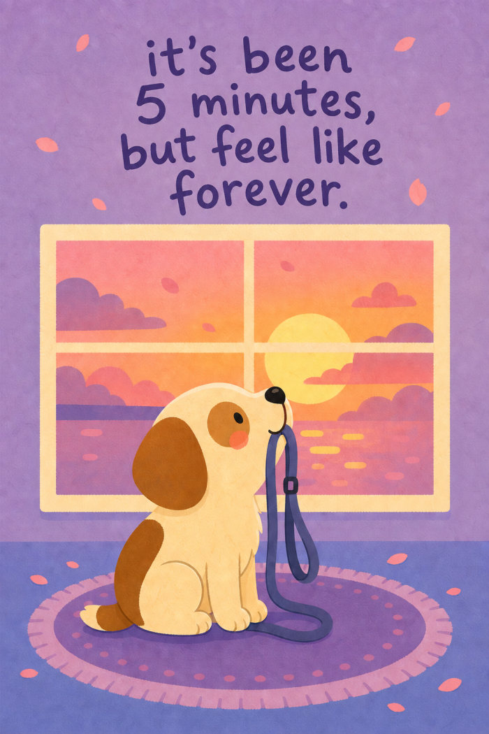 Waiting Puppy — colorful style miss you greeting card