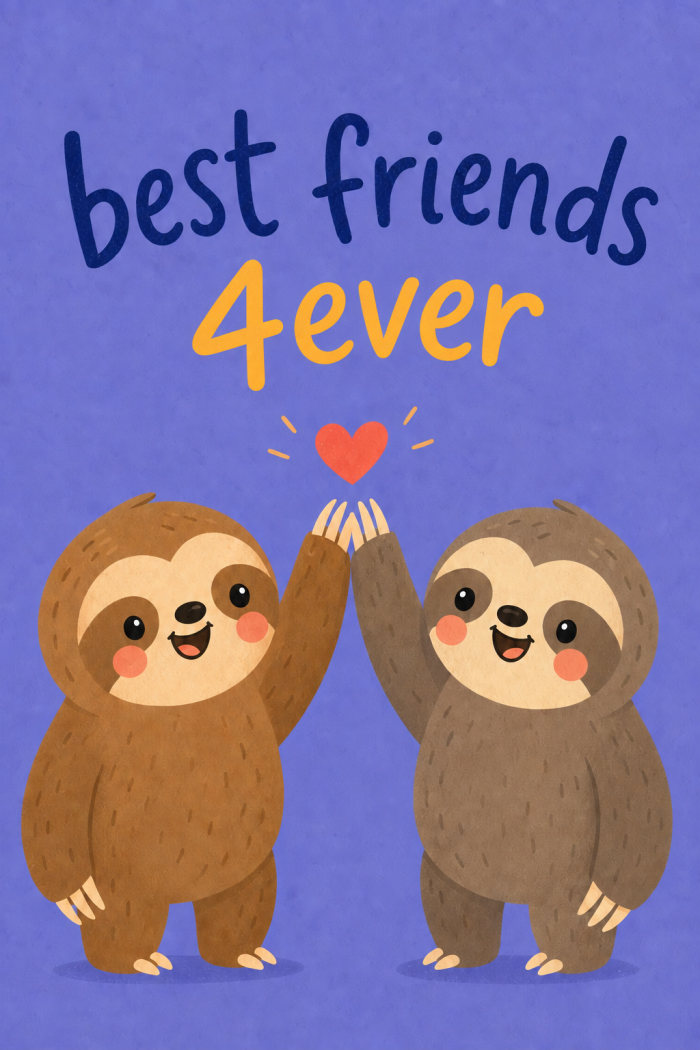 Smiling Sloths — colorful style friendship greeting card