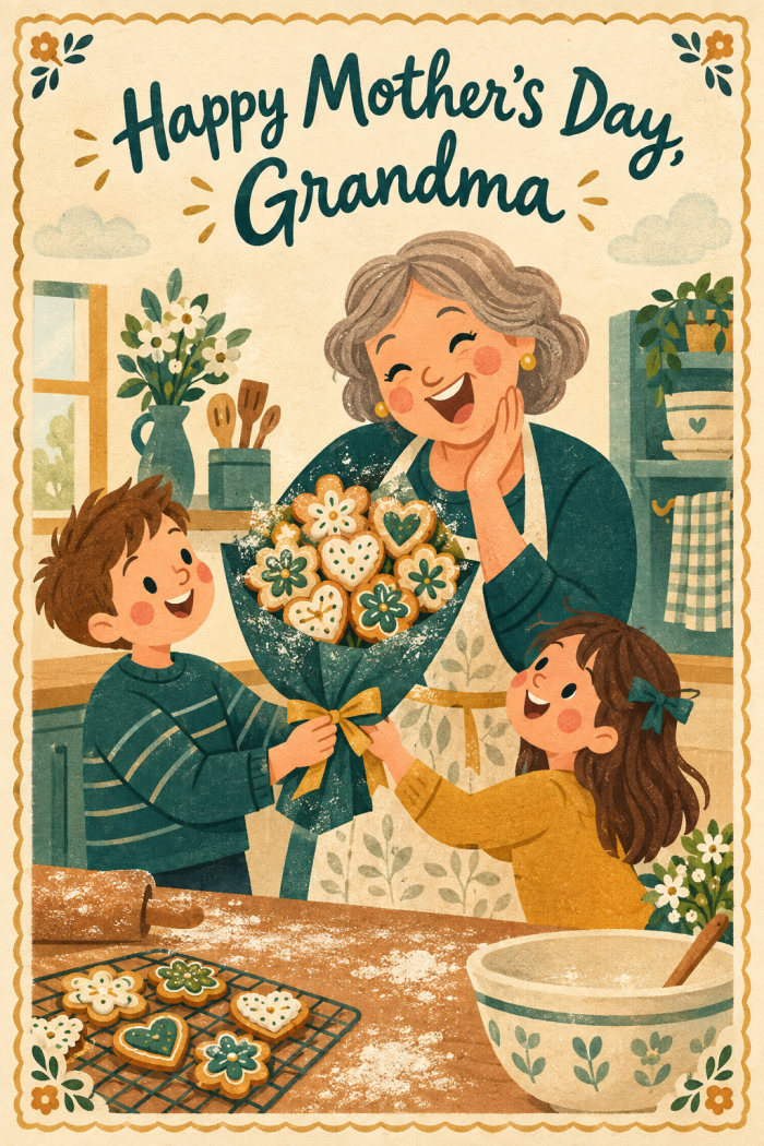 Cookie Bouquet — cartoon style mother's day greeting card