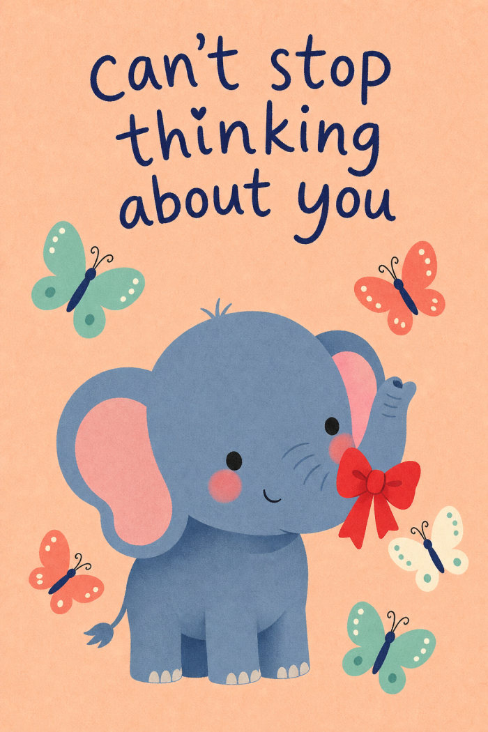 Blue Elephant — colorful style thinking of you greeting card