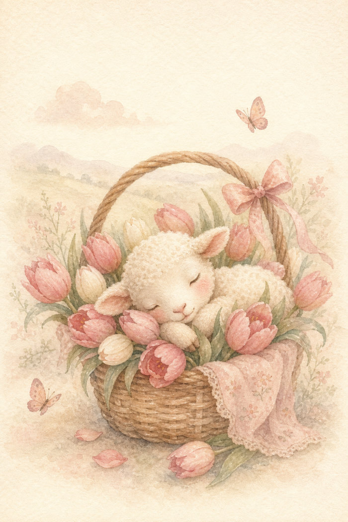 Sleeping Lamb — calm style easter greeting card