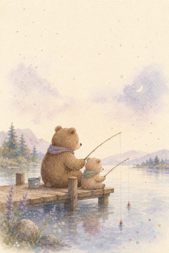 Fishing Bears — calm style father's day greeting card