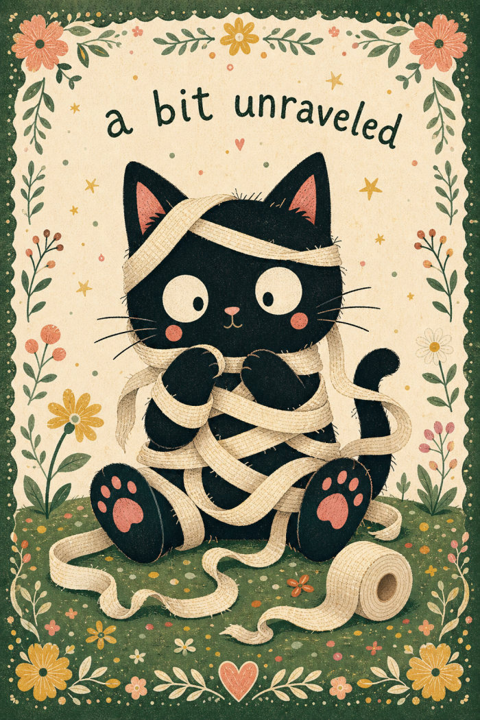 Wrapped Cat — halloween greeting card
