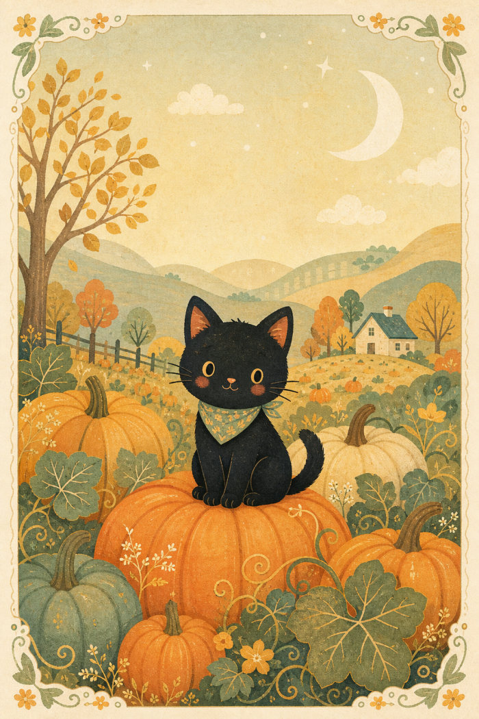 Pumpkin Kitten — halloween greeting card