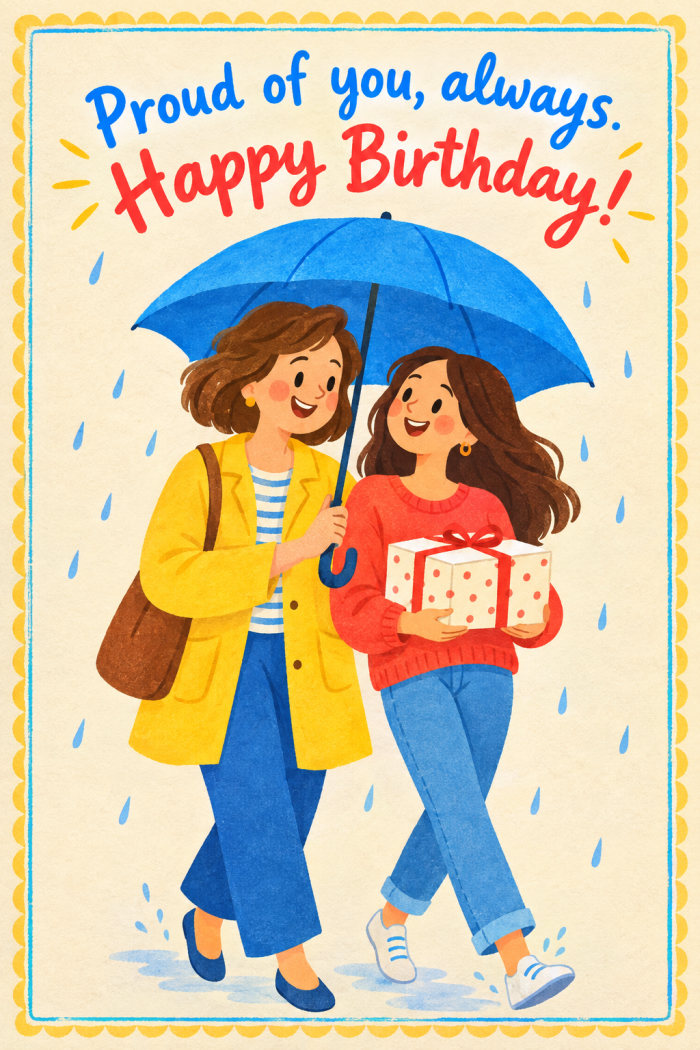 Rainy Celebration — birthday greeting card