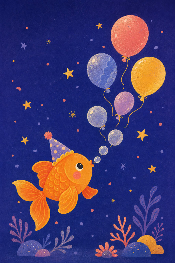 Festive Fish — birthday greeting card