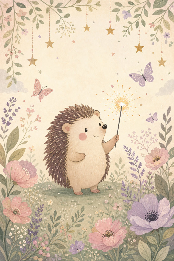 Starry Hedgehog — new year greeting card