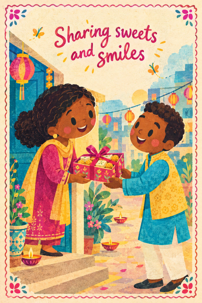 Sweet Exchange — artistic style diwali greeting card