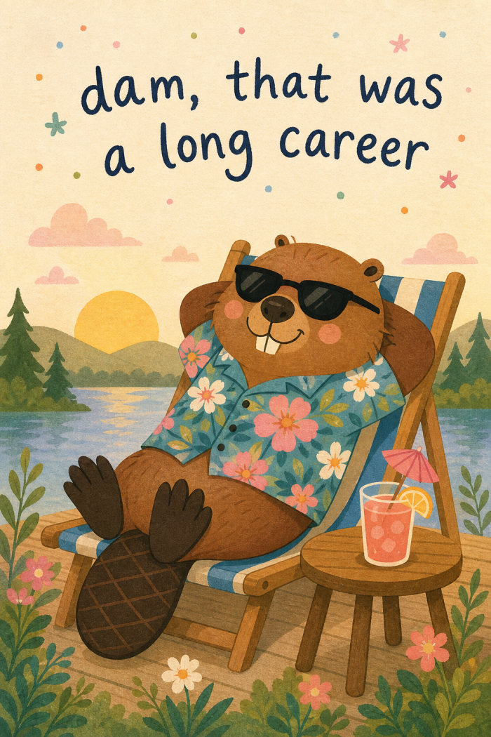 Chill Beaver — colorful style retirement greeting card
