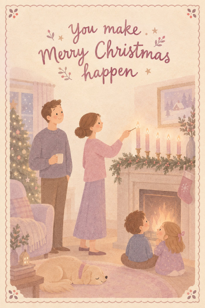 Candle Mantel — christmas greeting card