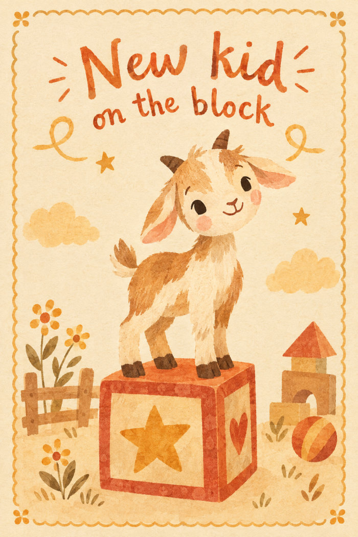 Playful Goat — artistic style new baby greeting card