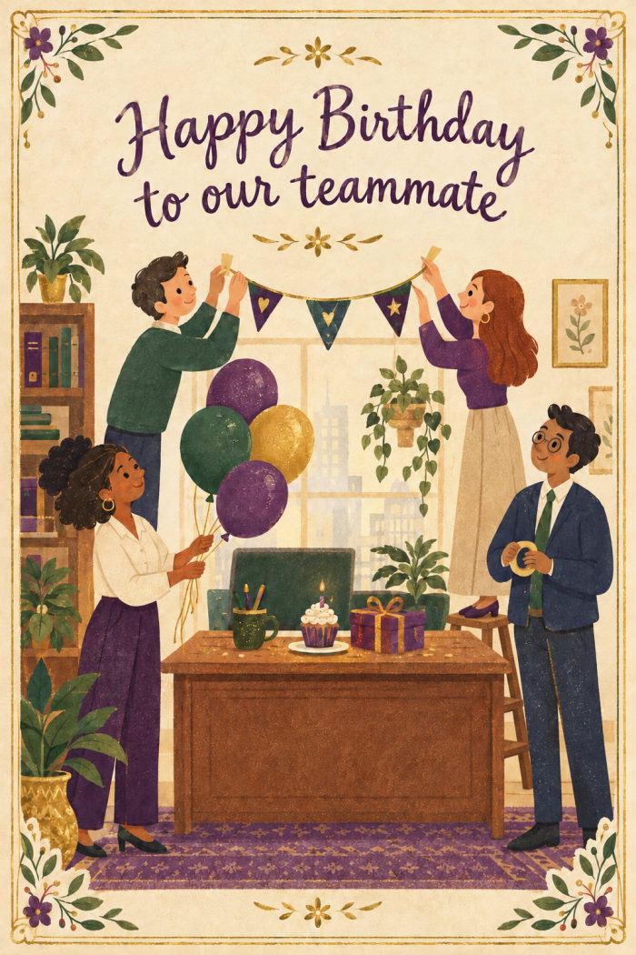 Office Festivity — elegant style birthday greeting card