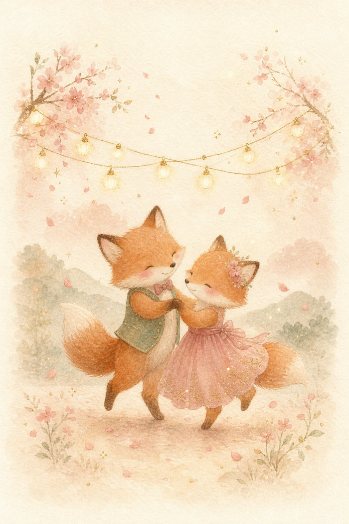 Fox Dance — elegant style wedding greeting card