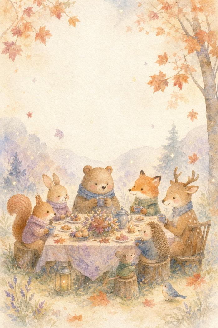 Cozy Gathering — artistic style thanksgiving greeting card