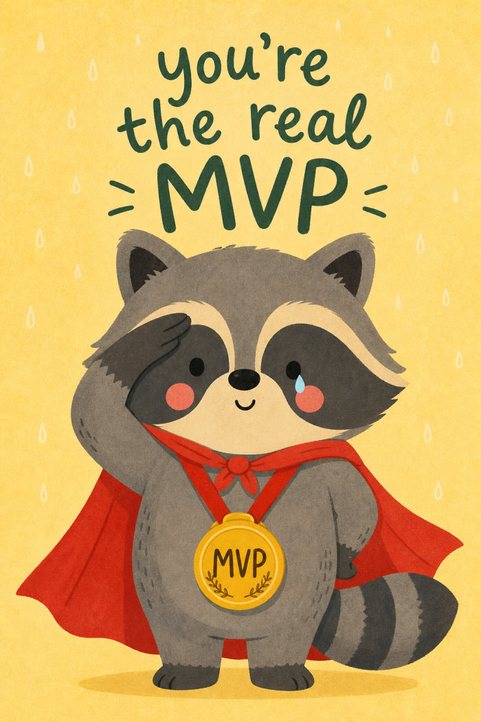 Hero Raccoon — thank you greeting card