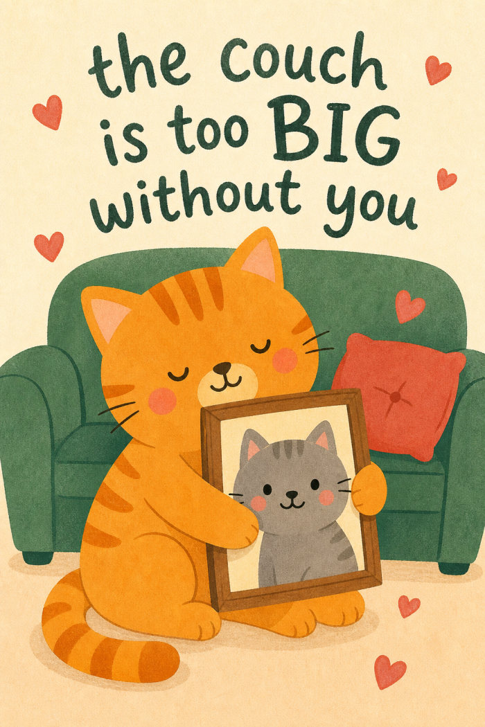 Couch Cat — cartoon style miss you greeting card