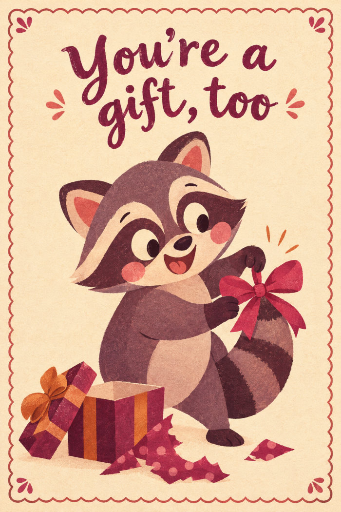 Tail Ribbon — cartoon style thank you greeting card