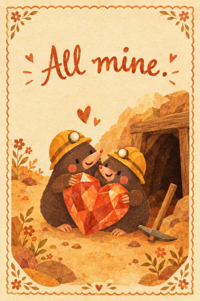 Gem Hug — valentine's day greeting card