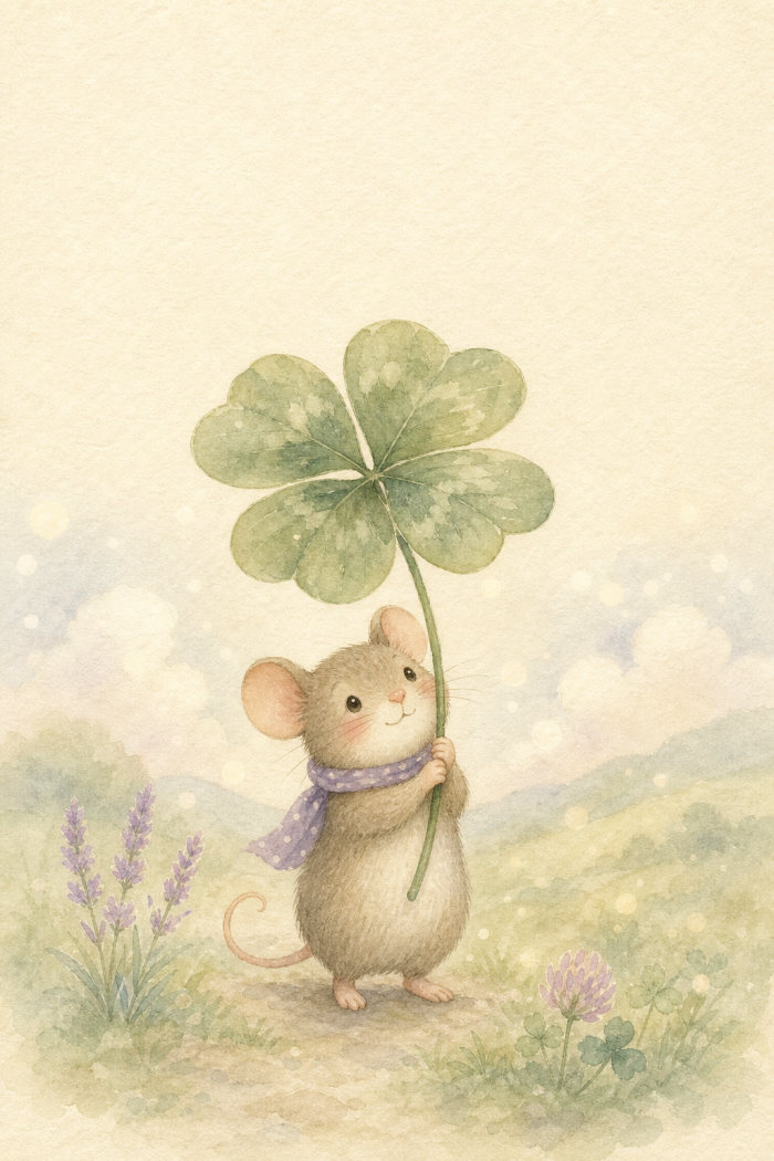 Lucky Mouse — artistic style good luck greeting card