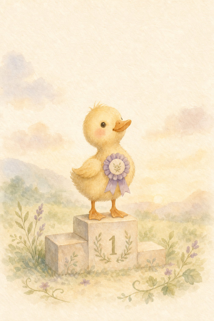 Winner Duckling — calm style congratulations greeting card