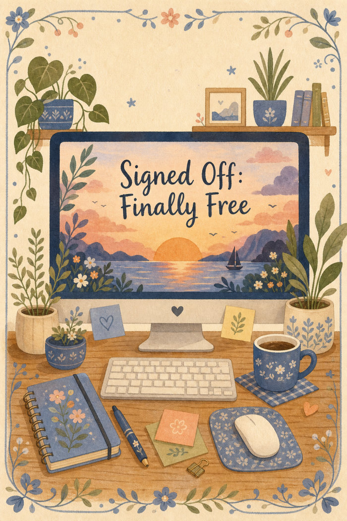 Sunrise Desk — calm style farewell greeting card