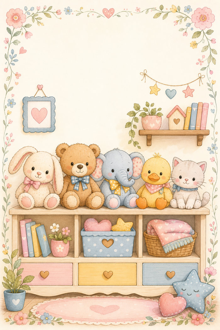 Toy Shelf — cartoon style new baby greeting card