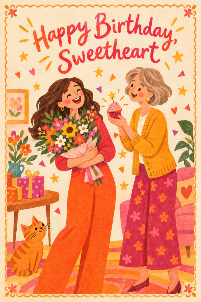 Flower Cupcake — birthday greeting card