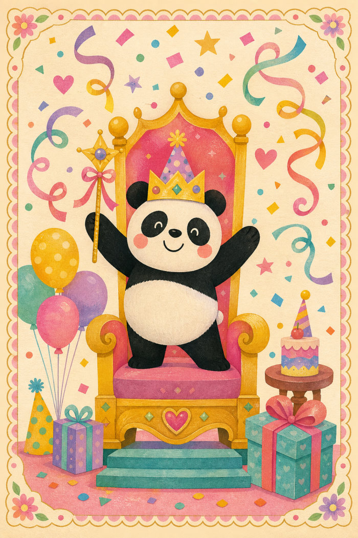 Royal Panda — colorful style birthday greeting card