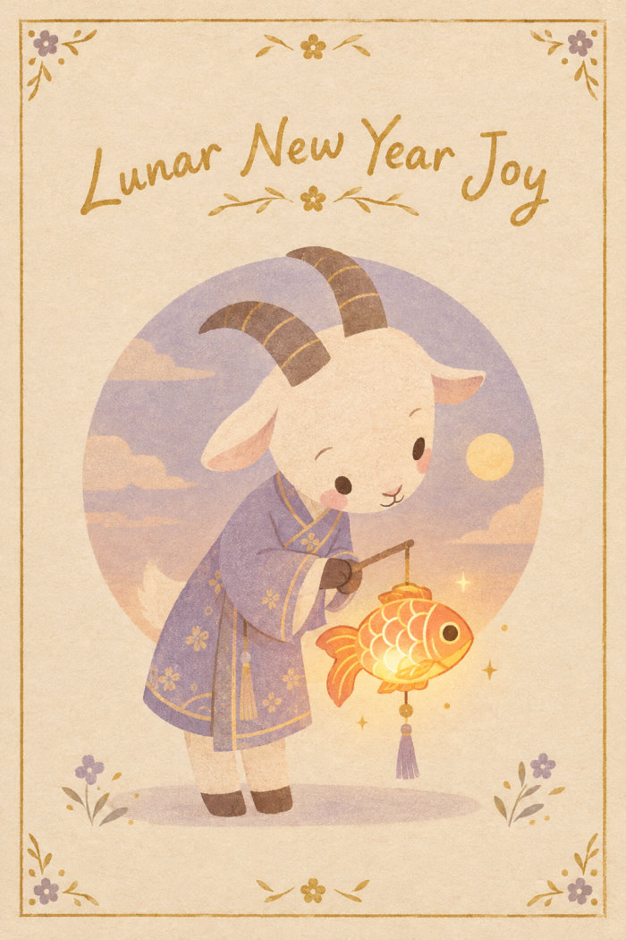 Lantern Bow — elegant style lunar new year greeting card