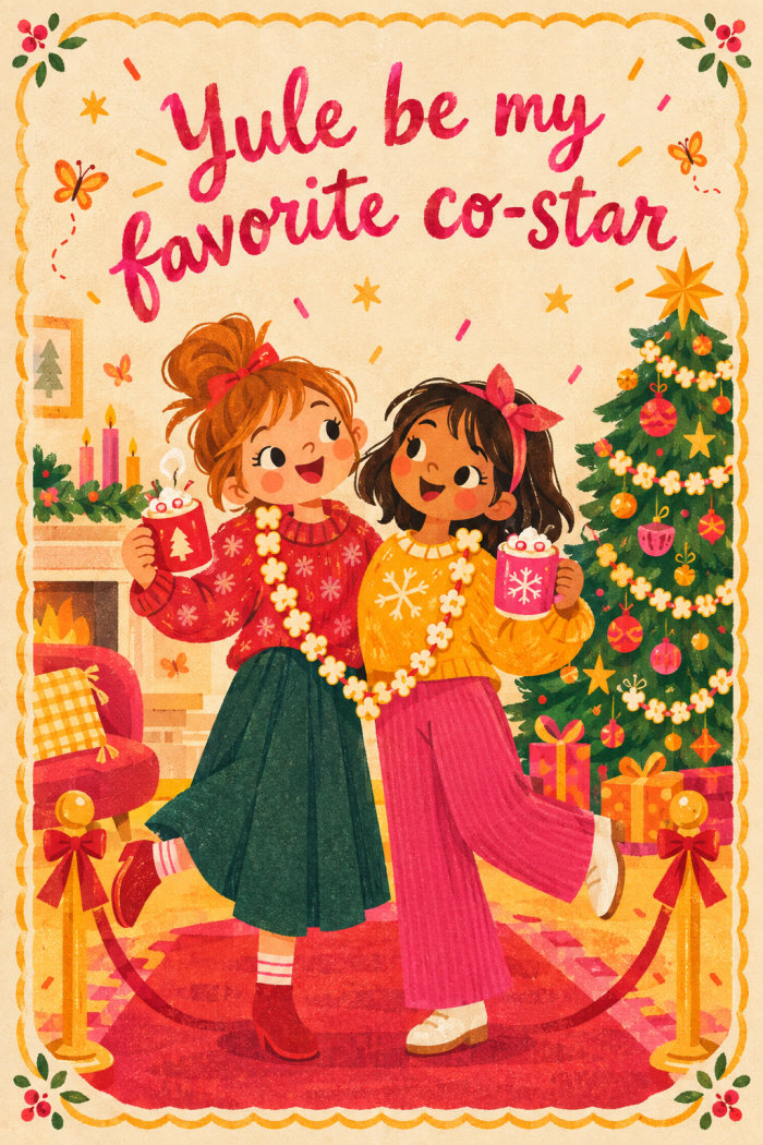 Popcorn Stardom — colorful style christmas greeting card