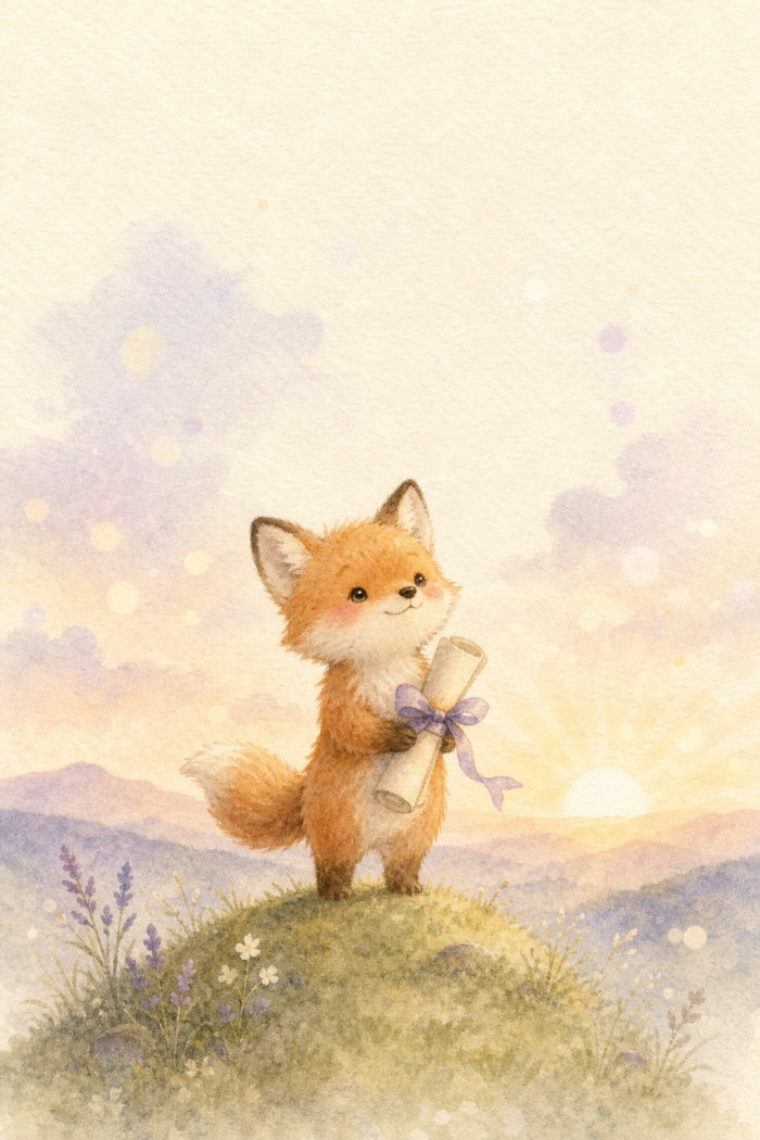 Sunrise Fox — artistic style graduation greeting card