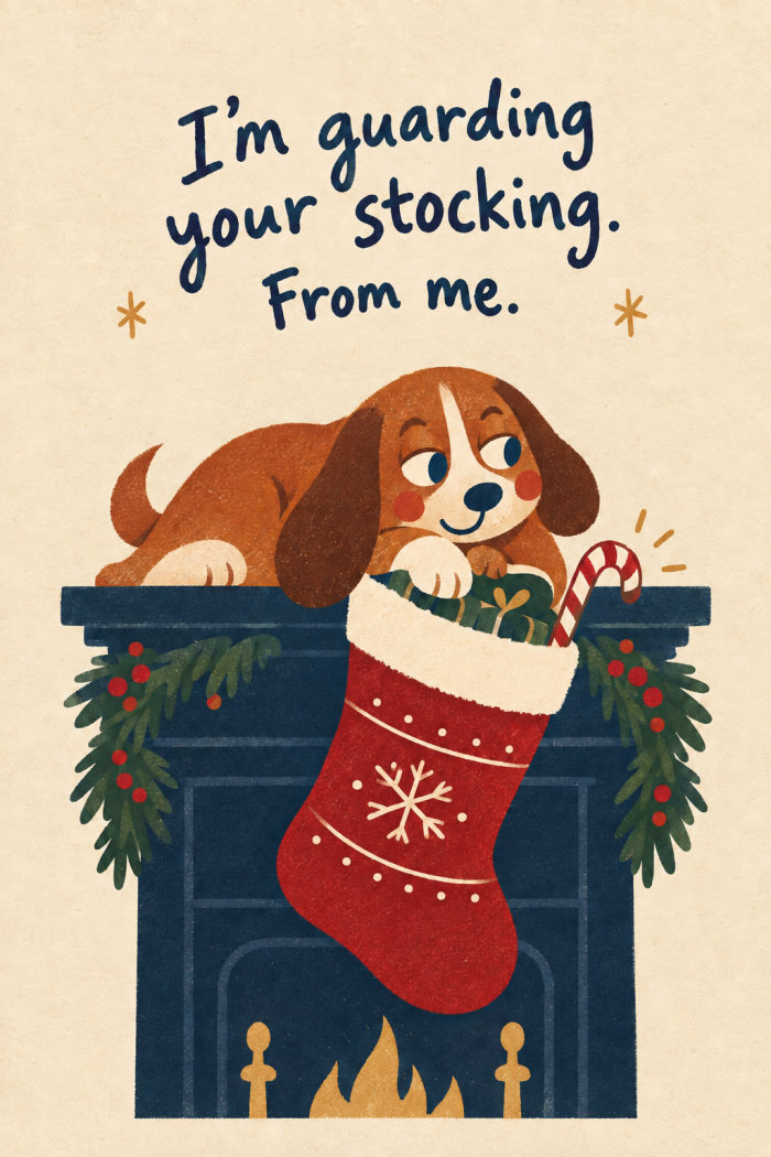 Stocking Watcher — christmas greeting card
