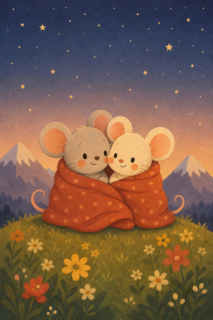 Starry Snuggle — artistic style friendship greeting card