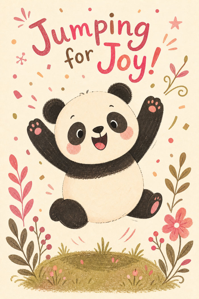 Shimmering Joy — cartoon style congratulations greeting card