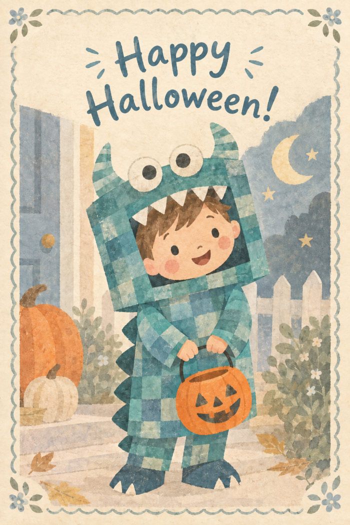 Patchwork Monster — halloween greeting card