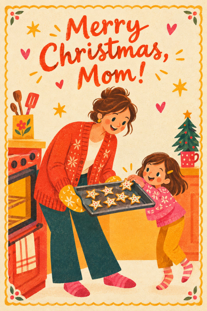 Baking Joy — colorful style christmas greeting card