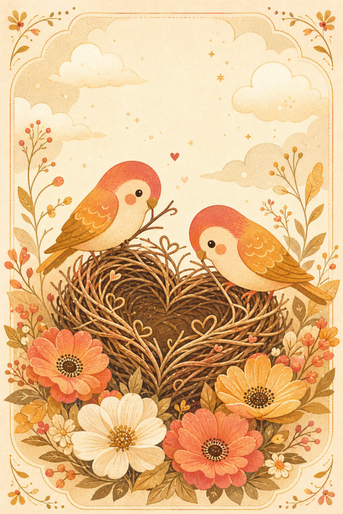Heart Nestlings — elegant style valentine's day greeting card