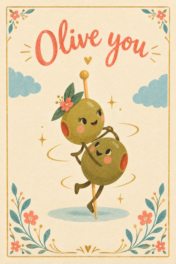 Dancing Olives — valentine's day greeting card