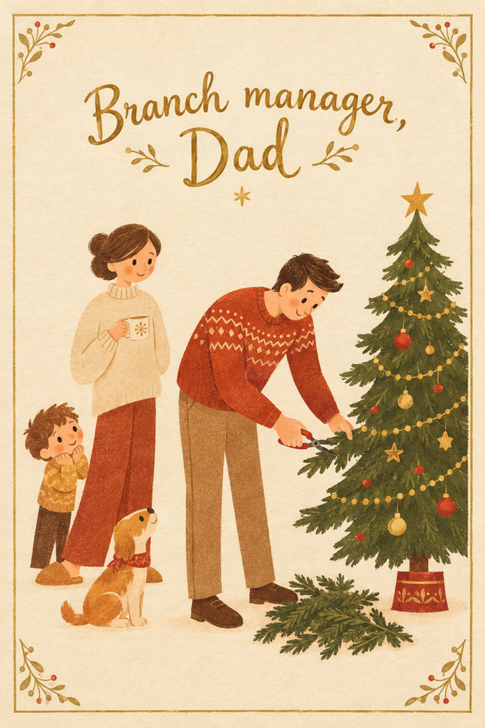 Trimming Branches — elegant style christmas greeting card