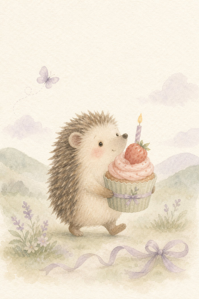 Hedgehog Treat — birthday greeting card