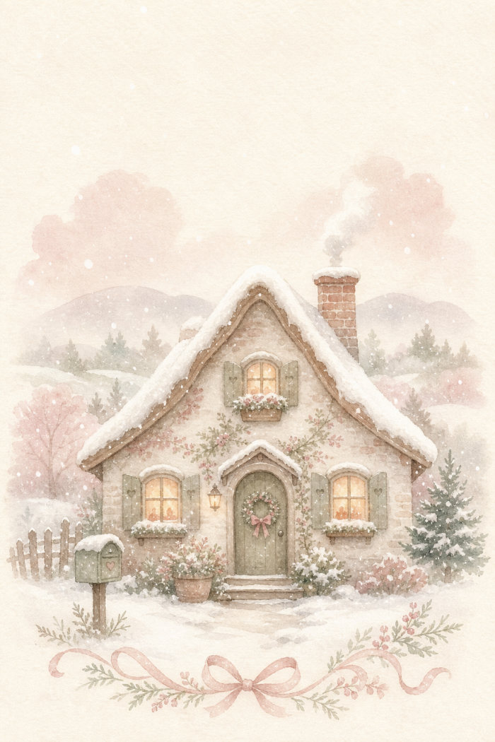 Cozy Cottage — christmas greeting card