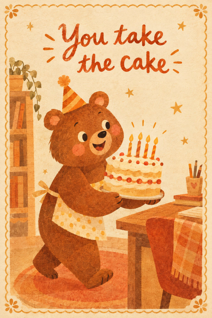 Cheerful Courier — artistic style birthday greeting card