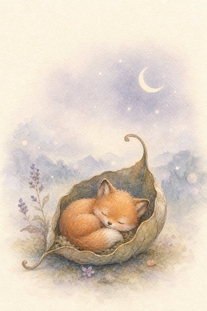 Cozy Fox — calm style new baby greeting card